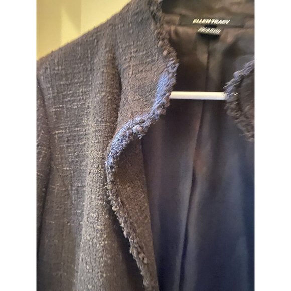 Ellen Tracy Wool Blend Tailored Jacket‎ Brown Size  14 Dressy Fringe Trim Blazer - Picture 5 of 5